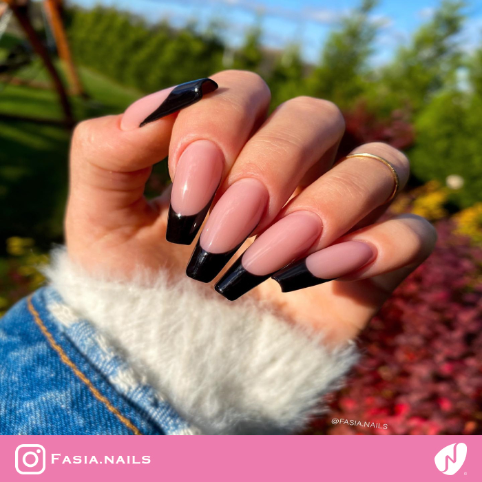 Black French Coffin Nails